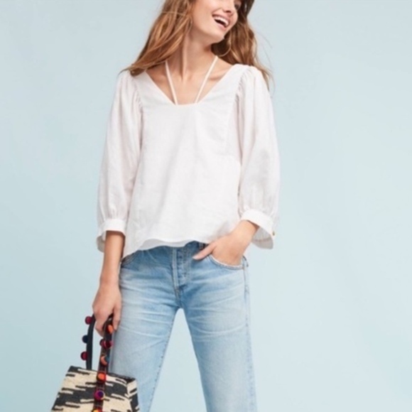 Anthro Akemi + Kin Sylvia Balloon-Sleeve Blouse XS - Picture 3 of 4